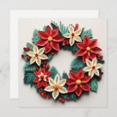 carte de vœux de fêtes de couronne de Noël plume (Devant / Derrière)