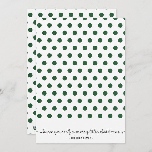 Carte de vœux de fêtes de motif vert point (Devant / Derrière)