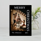 Carte de vœux de fêtes élégante noire et argent mé (Debout devant)