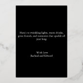 Carte de vœux de fêtes élégante noire et argent mé (Verso)