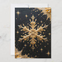Carte de vœux de fêtes Golden Snowflake
