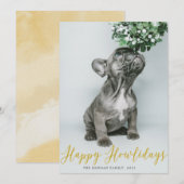 Carte de vœux de fêtes joyeuses avec photo ⎢ Or (Devant / Derrière)