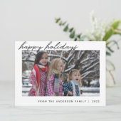 Carte de vœux de fêtes Joyeuses Fêtes écriture man (Debout devant)