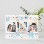 Carte de vœux de fêtes Joyeuses Flocons de neige m (Debout devant)