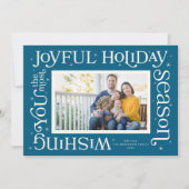 Carte de vœux de fêtes la plus joyeuse Bleue (Devant)