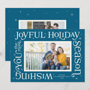 Carte de vœux de fêtes la plus joyeuse Bleue
