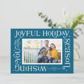 Carte de vœux de fêtes la plus joyeuse Bleue (Debout devant)