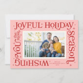Carte de vœux de fêtes la plus joyeuse Rose (Devant)