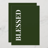 Carte de vœux de fêtes Minimal BLESSED | Vert forê (Devant / Derrière)