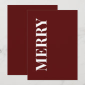 Carte de vœux de fêtes Minimal MERRY | Rouge profo (Devant / Derrière)