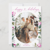 Carte de vœux de fêtes Minimal & Rose 1 Famille Ph (Devant)