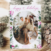 Carte de vœux de fêtes Minimal & Rose 1 Famille Ph