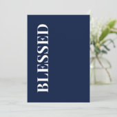 Carte de vœux de fêtes minimale BLESSED | Bleu mar (Debout devant)