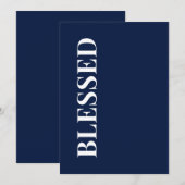 Carte de vœux de fêtes minimale BLESSED | Bleu mar (Devant / Derrière)