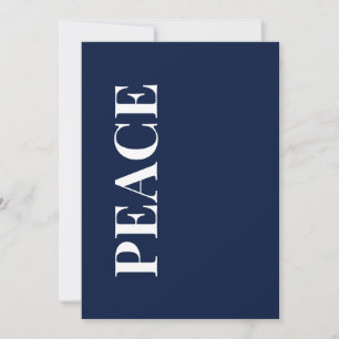 Carte de vœux de fêtes minimale PEACE Bleu marin