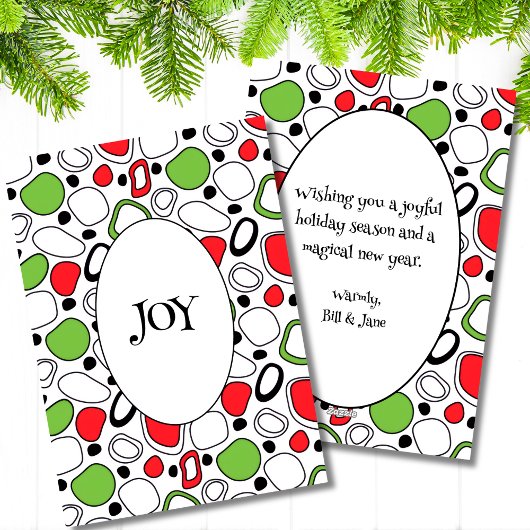 Carte de Vœux de Fêtes Moderne JOY - Message Perso