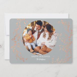 Carte de vœux de fêtes photo en argent et cuivre