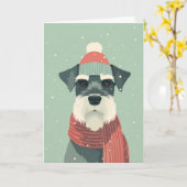 Carte de vœux de fêtes pour Schnauzer (Fleur jaune)