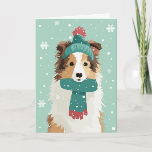 Carte de vœux de fêtes Sable Sheltie (Devant)