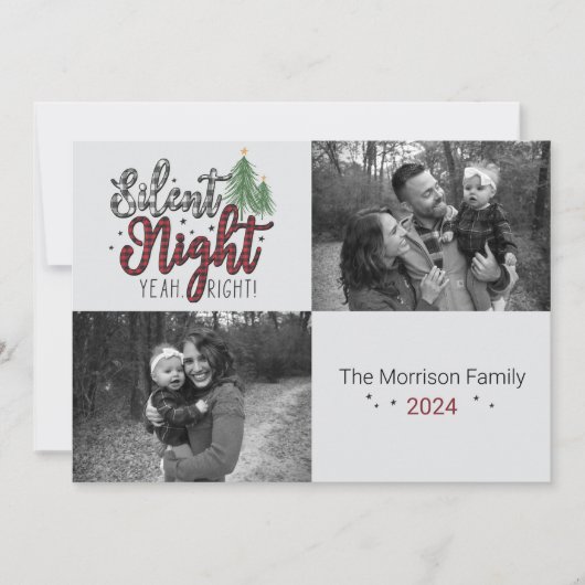 Carte de vœux de fêtes Silent Night Yeah Right! (Devant)