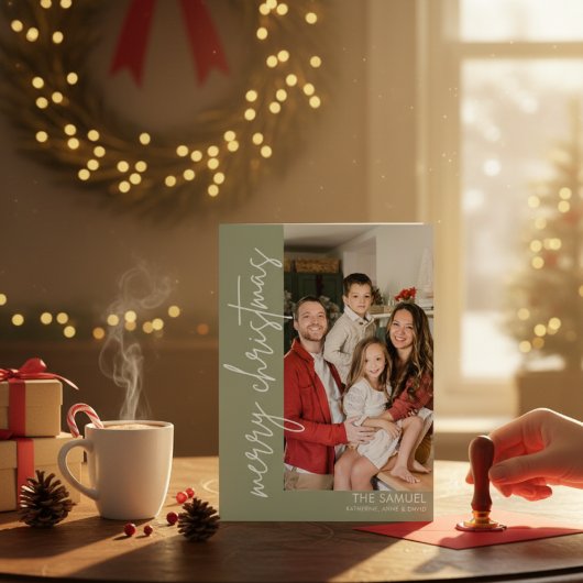 Carte de Vœux de Fêtes Simplement Familiale avec P