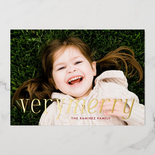 Carte de vœux de fêtes très joyeuse en feuille mét (Recto)