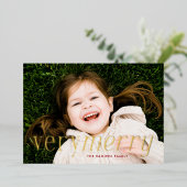 Carte de vœux de fêtes très joyeuse en feuille mét (Debout devant)