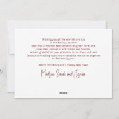 Carte de vœux de fêtes typographiques en police Re (Dos)