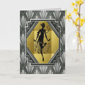 carte de voeux de fille de flapper (Fleur jaune)