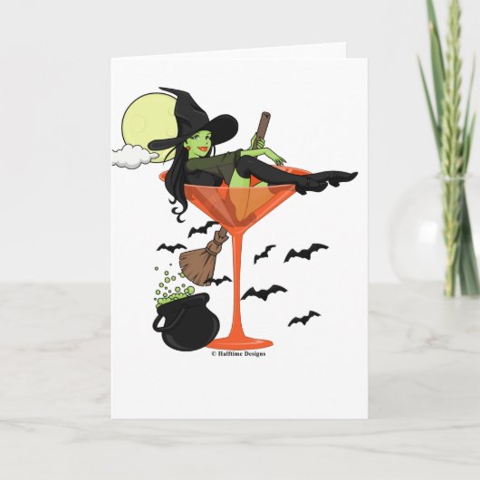 Carte de voeux de fille de Halloween Martini (Devant)