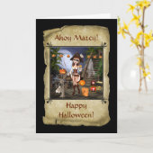 Carte de voeux de fille de pirate de Halloween (Fleur jaune)