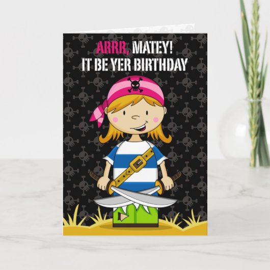 Carte de voeux de fille pirate (Devant)