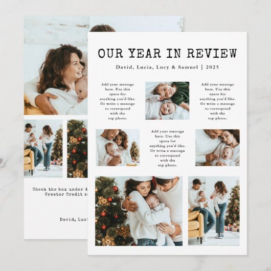 Carte de vœux de fin d'année avec photo de l'année (Devant / Derrière)