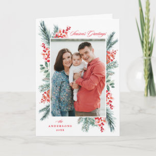 Carte de vœux de fin d'année Holly et Evergreen 2
