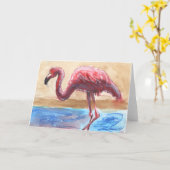 Carte de voeux de Flamant rose (Fleur jaune)