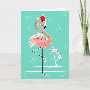 Carte de voeux de Flamant rose de Noël bonnes