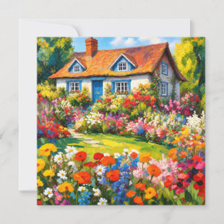 Carte de vœux de fleurs de jardin de maison de cam