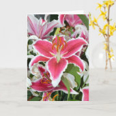 Carte de voeux de fleurs de lys stargazer roses (Fleur jaune)