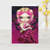 Carte de voeux "de foudre rose" (Fleur jaune)