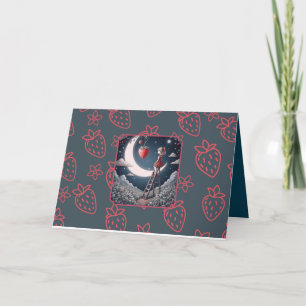 Carte de voeux de fraise lune