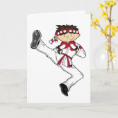 Carte de voeux de garçon de karaté (Fleur jaune)