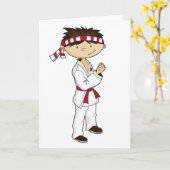 Carte de voeux de garçon de karaté (Fleur jaune)