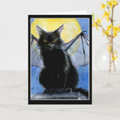 Carte de voeux de gargouille de Halloween de chat (Fleur jaune)