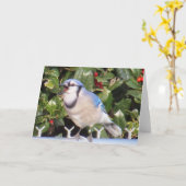 Carte de voeux de geai bleu (Fleur jaune)