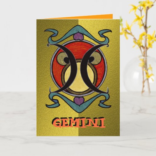 Carte de voeux de Gémeaux (Fleur jaune)