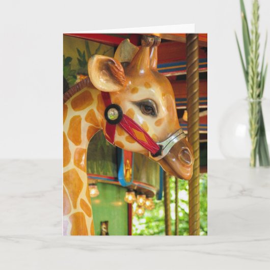 Carte de voeux de girafe de carrousel (Devant)