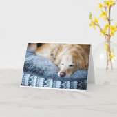 Carte de voeux de golden retriever de sommeil (Fleur jaune)