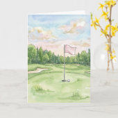 Carte de vœux de golf Happy Putt (Fleur jaune)