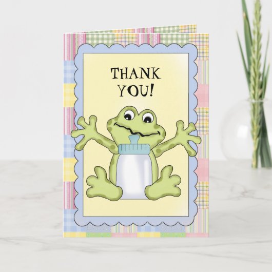Carte de voeux de grenouille de bébé de Merci (Devant)