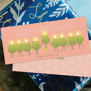 Carte de vœux de groupe pour Hanouka Menorah Olive